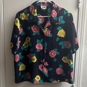 Navy Floral Hawaiian Shirt